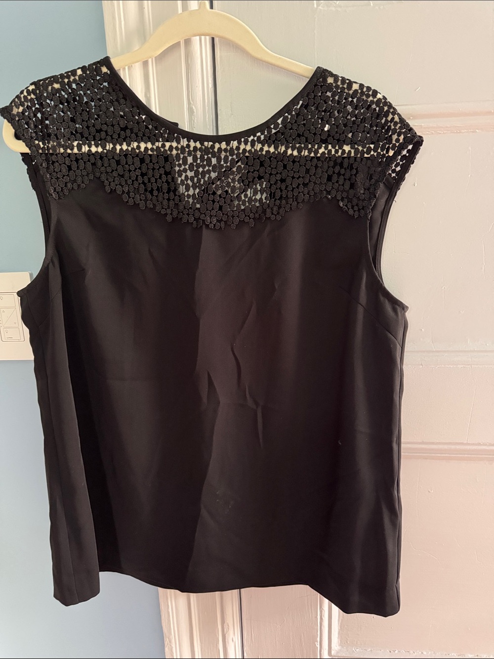 Reiss Black Sleeveless Sequin Yoke Blouse